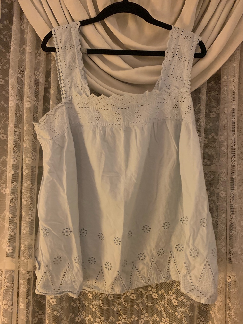Angels Light Blue Eyelet Square-Neck Camisole